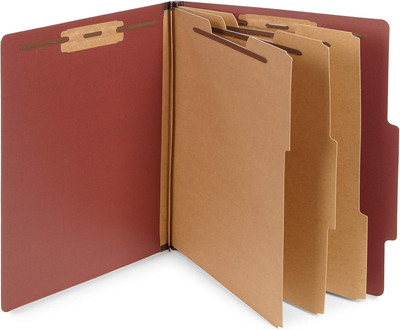 Blue Summit Supplies 10 Red Classification Folders, 3 Dividers, Letter Size with
