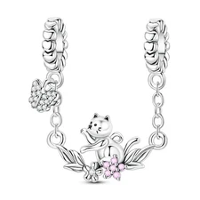 MULA 925 Stering Silver DIY Charm CZ Cat Butterfly Pendant for Women Bracelet