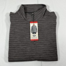 Dockers Quarter Zip Sweater, Men's Medium, Gray, Long Sleeves, Regular Fit, NEW