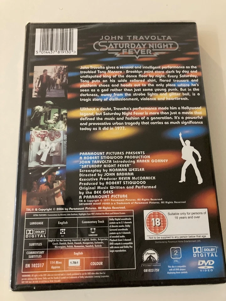 Saturday Night Fever DVD Widescreen 70s Disco John Travolta New Sealed - Image 2 of 2