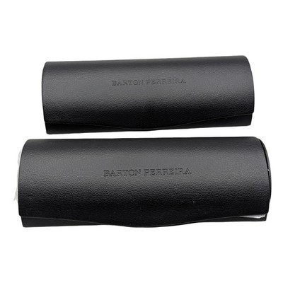 Lot 2x Barton Perreira Eyeglasses Case Set Black Faux Leather Hard Shell