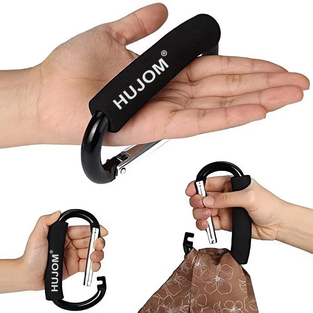 Stroller Hooks 2 Pcs Large Carabiner Clips for Hanging Diaper Bags, Purse