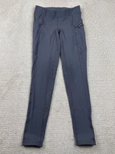 Kerrits Ice Fil Tech Tights Womens L Green Full Seat Riding Breeches Equestrian
