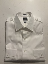 Brooks Brothers NetJets White Pilot Shirt 16 Regular Fit Short Sleeve Cotton NWT