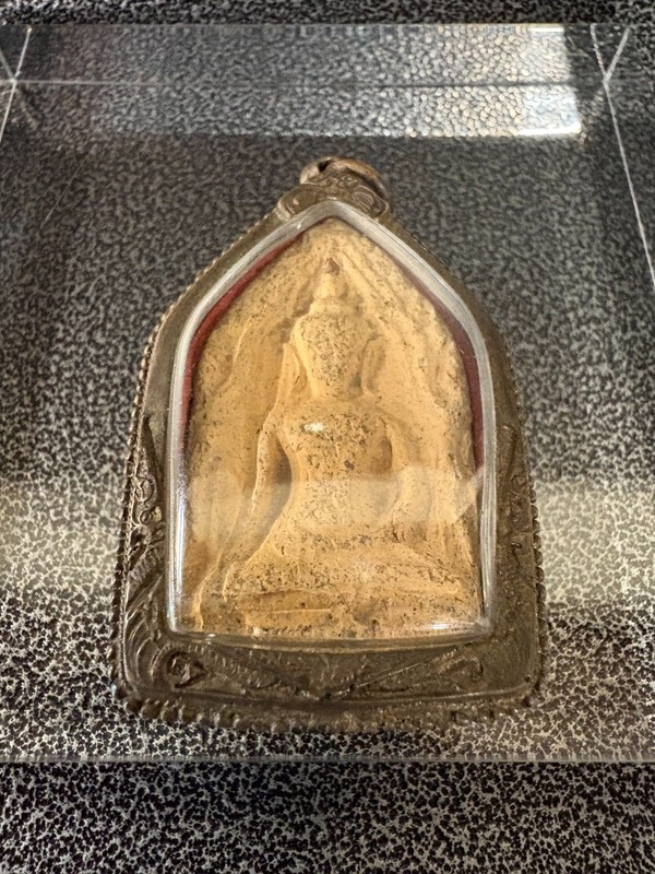 Antique Amulet Thailand Buddhist in Vintage Silver Case