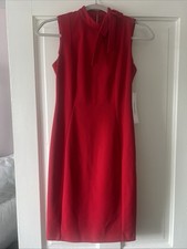 Calvin Klein Women's Red Tie Neck Sleeveless Sheath Dress NWT Sz.4P, CKR