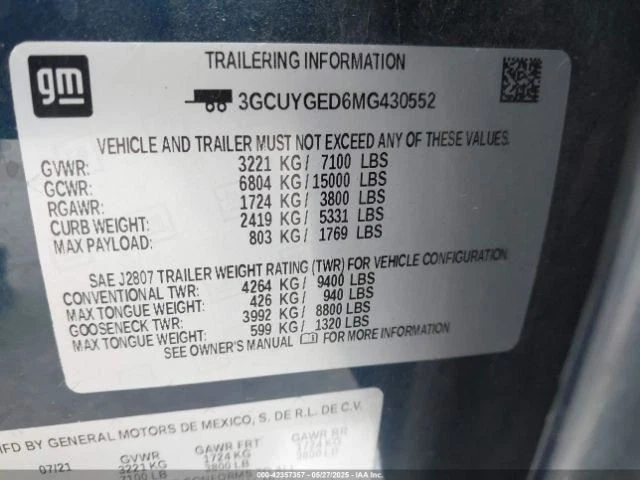 2021 Chevrolet Silverado 1500 Differential Assembly 4WD 5.30L Used 94000 Mi - Image 4 of 4