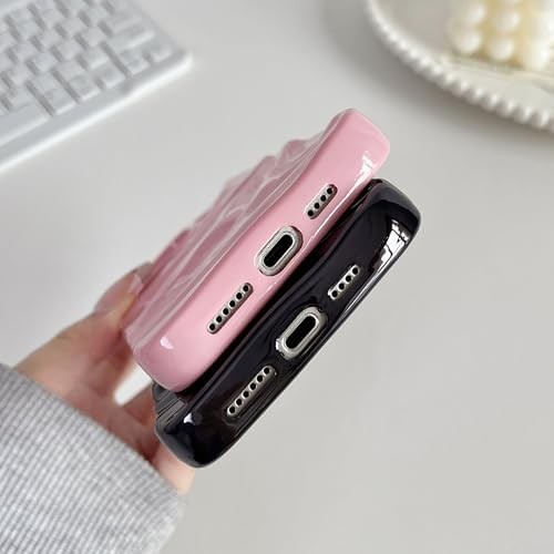 for iPhone 15 Pro Case,Solid Color Water Ripple Wave Pattern Pleated Phone Case - Picture 6 of 6