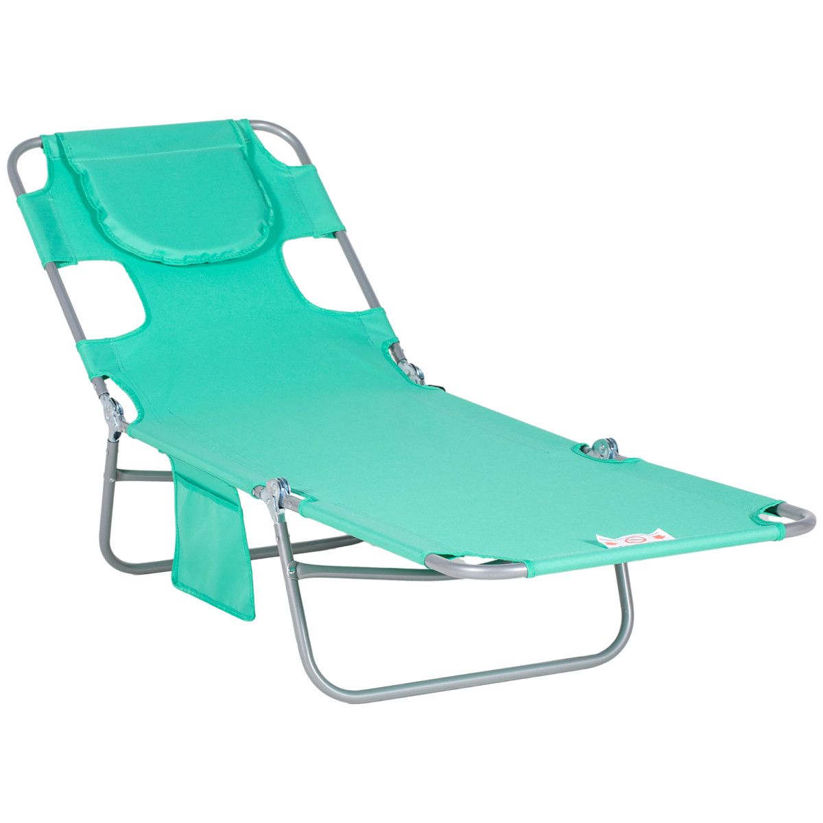 Outsunny Beach Chaise Lounge Portable - Green - Image 2