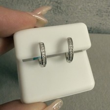 Beautiful Moissanite Huggie Hoop Earrings 925 Sterling Silver  NEW
