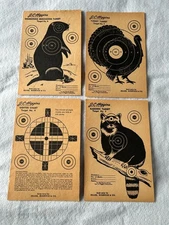 1960’s Original J.C. Higgins Sears Roebuck 4 Unique Paper Practice Targets (T35)