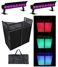 2) American DJ ADJ ElectraPix Bar 8 Wireless DMX RGBAL+UV Wash Light Bars+Facade