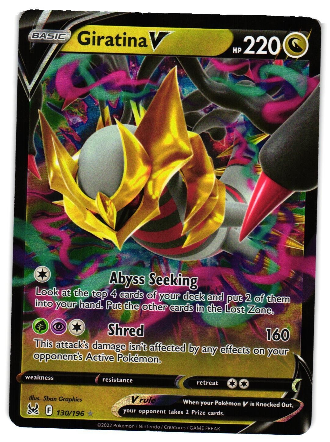 Pokemon TCG Giratina V 130/196 Holo V Rare Lost Origin VLP