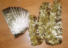 Lot of 2 - Gold Sequin Trim 2"x 96"  Wired Sparkling Gold Ribbon 2.5"x 8' New