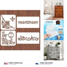 Corner stencils for painting 4pcs reusable damask flower border wood fabric