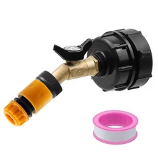 IBC Tote Hose Adapter with 2.44" Fine Thread Tote Valve 1/2" Male NPT Inlet x...