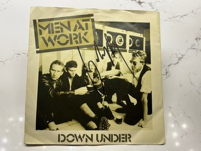 SIGNIERTES MEN AT WORK COLIN HAY VINYL-COVER - DOWN WITH UNDER 7'' RARE COA 2
