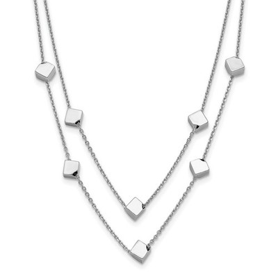 Sterling Silber rhodiniert Multi-Strang Perlen Halskette 16'' mit 2 Zoll ext.