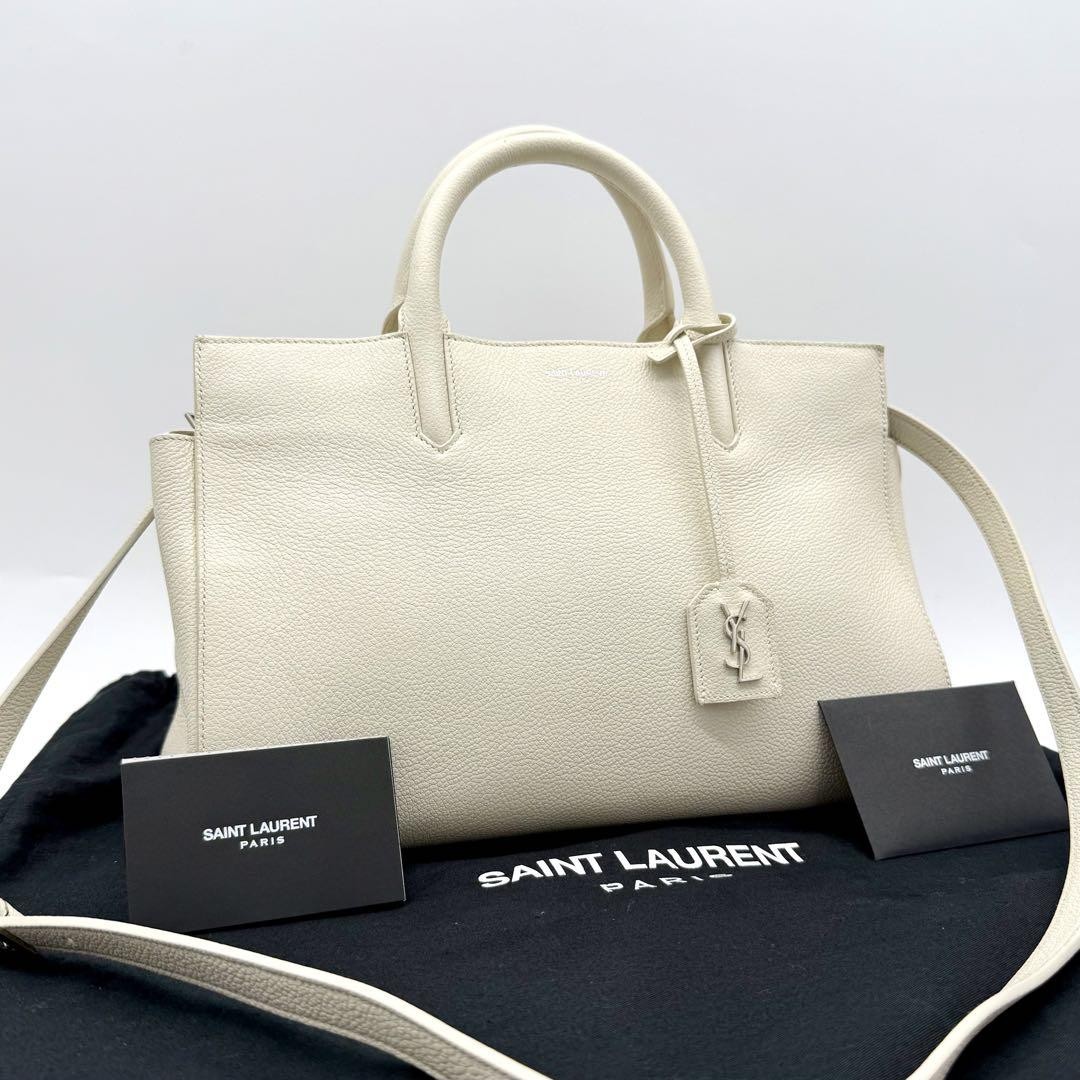 Borsa a mano YVES SAINT LAURENT Cabas Rive Gayche Livgouche 2 vie pelle bianca originale