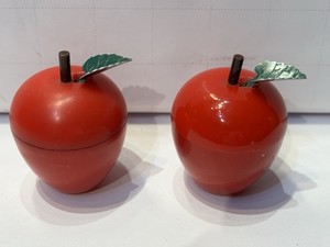 2 Vintage Tape Measures for Sewing Hard Plastic Apples United Device Corp. NY
