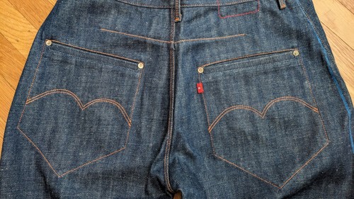 RaRe LEVI RED COLLECTION 1st JEANS TWISTED LEG SLIT POCKET JEANS 34×31 Y2K