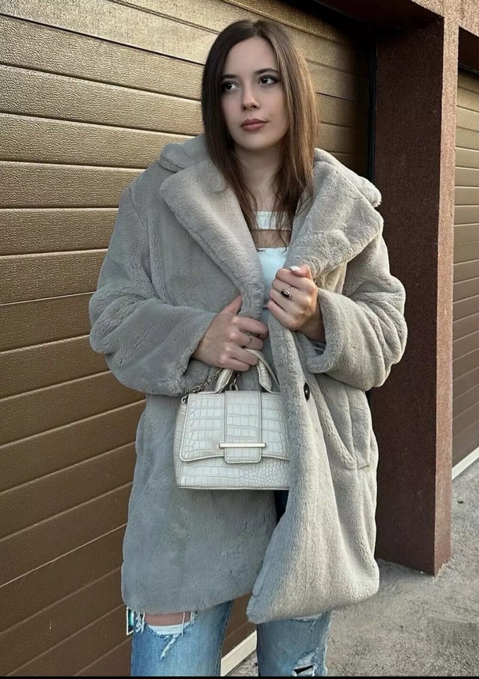 Grey Zara Pelliccia Con Cappuccio Piumino Con Pelliccia Volpe