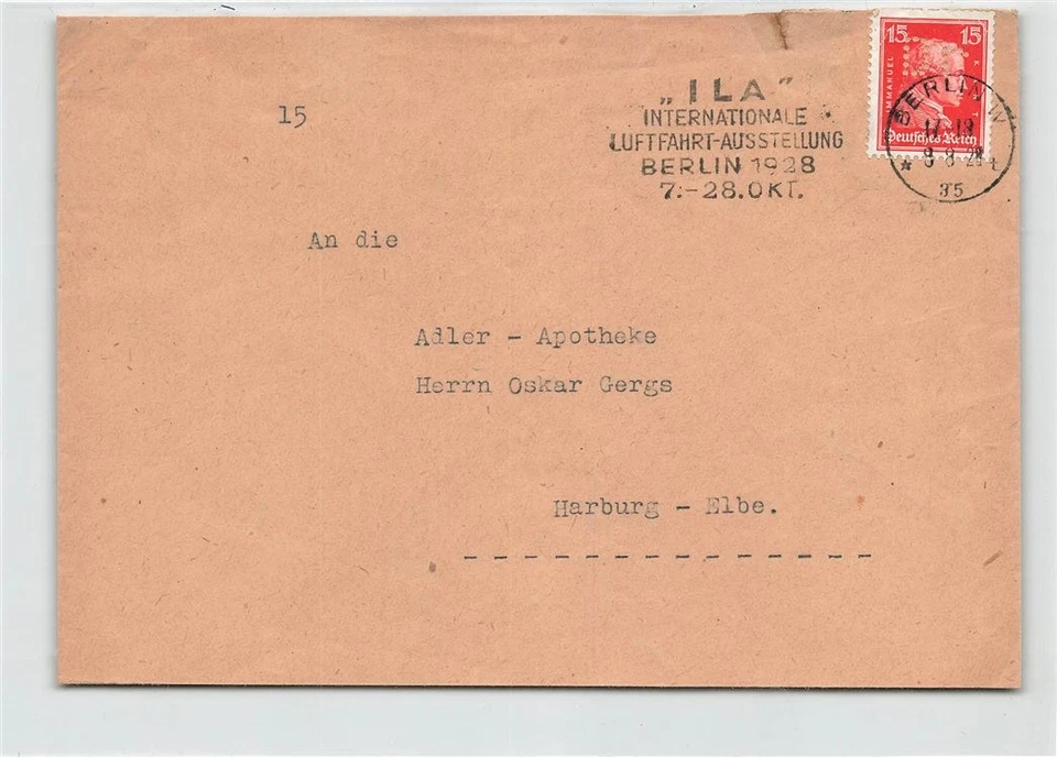 114925) DR Blg mit Perfin/Firmenlochung DR aus Berlin, Dr. med Hans Fischer - Bild 1 von 1
