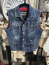 DSQUARED2 "Ski" gilet uomo denim invecchiato isolato - blu - taglia 48 / US M