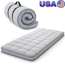 Portable 3 Layer Foam Mattress Topper Washable Cover Lightweight Camping Bed Pad