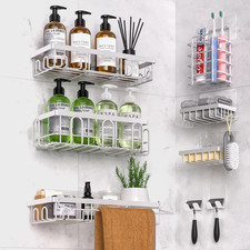 9-Pack Adhesive Shower Caddy, Rustproof Stainless Steel Organizer, No Drilling