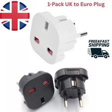 UK To EU Euro Europe European Travel Adaptor Plug 2 Pin Adapter