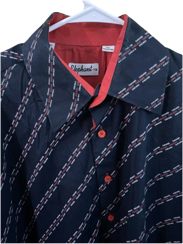 Chicago Bulls All Over Print Button Up Elephant  2XL Shirt Sleeve Shirt - Image 3 of 4