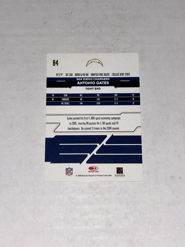 San Diego Chargers Hall Of Fame TE Antonio Gates 2006 Rookies & Stars Football - Image 2 of 2