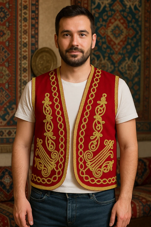 Red Turkish Waistcoat, Perfect for Costumes, Parties, Cultural Events! - Image 2 of 4