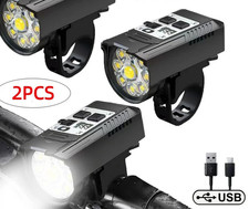 2PCS Super Bright LED Bike Light Rechargeable Bicycle Front Headlight Waterproof