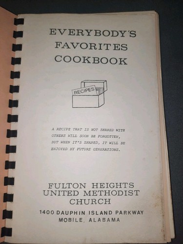 Everybody's Favorites Cookbook Fulton Heights United Methodist Church Mobile Ala - Picture 3 of 4