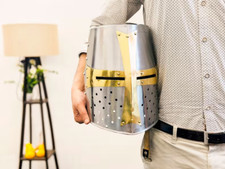 Medieval Helmet Knight Crusader Templar Steel Armor Halloween Costume LARP/SCA