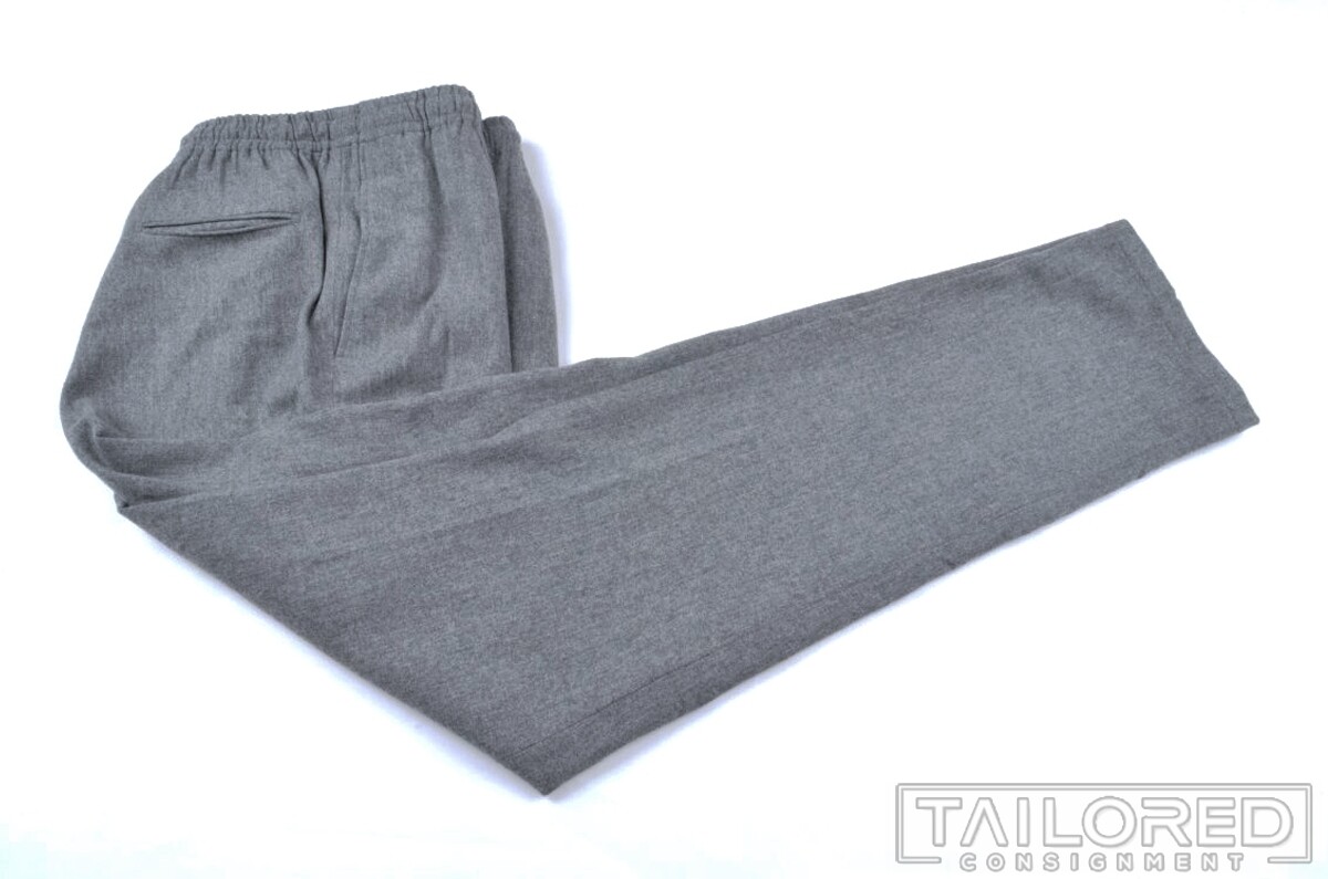 ALBA Solid Gray Drawstring Wool Blend Mens Luxury… - image 1