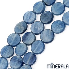 NATURAL BLUE KYANITE GEMSTONE 10mm COIN SHAPE BEADS 15.5" FULL STRAND WP00175