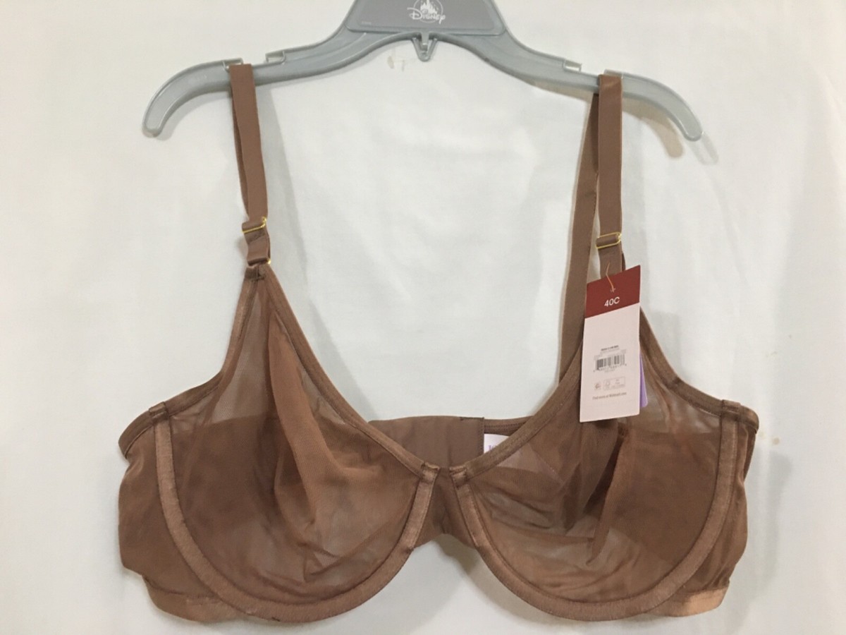 Joyspun Bra Women's Brown Mesh Sheer Unlined Underwire Back