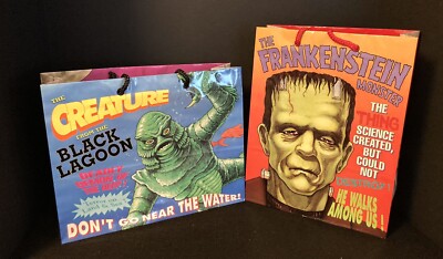 1991 Universal Monster Studio Bags - 2 Bags. Creature, Drac,Frank, & Wolfie.