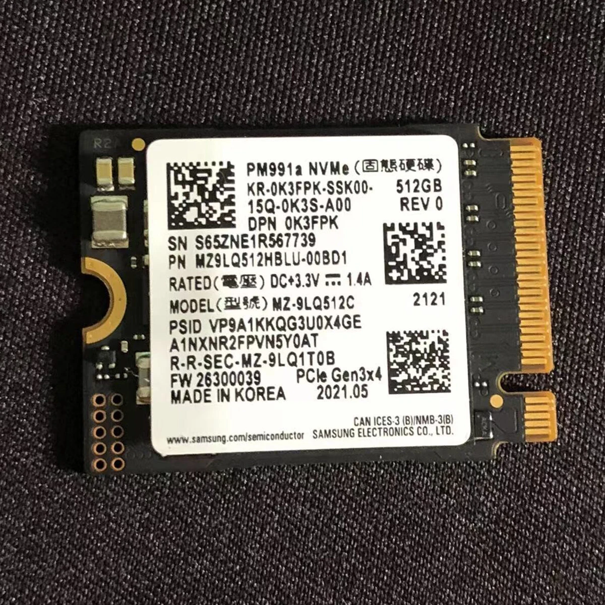 PM991a 512 GB 256 GB NVMe SSD M.2 2230 For Surface Pro 7+ 8 Steam Deck | eBay