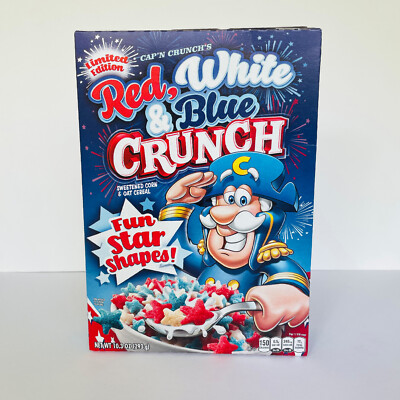 Unopened Cap'n Crunch Cereal Red White Blue Crunch Stars Shapes Limited Edition