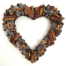 Gorgeous Christmassy Cone & Orange Twig Heart Wreath  -  30 cms or 48cms