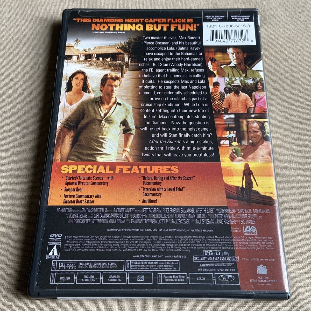 After The Sunset (DVD, 2004) Pierce Brosnan Salma Hayek Woody