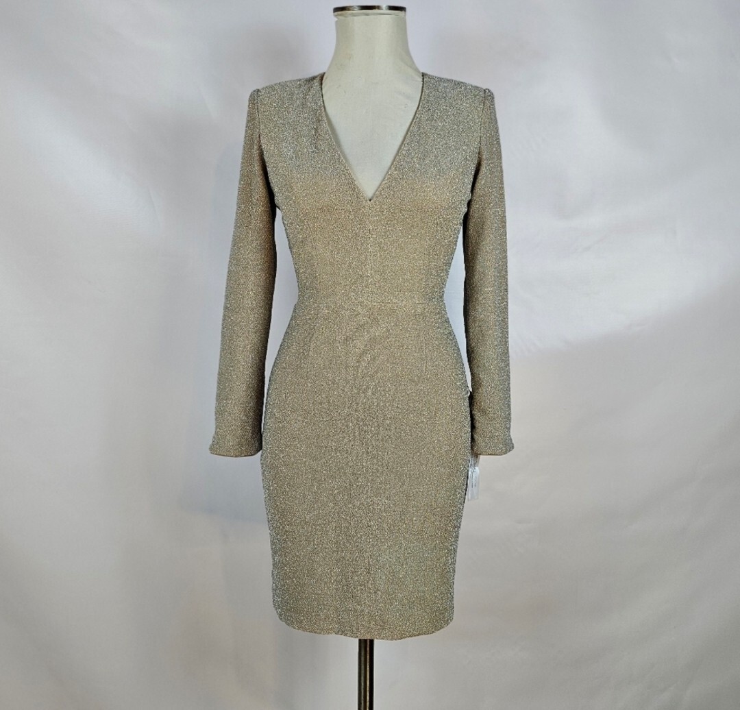 dress the population riley Dress the Population Riley Long Sleeve Plunging Short Cocktail Dress Size  Small