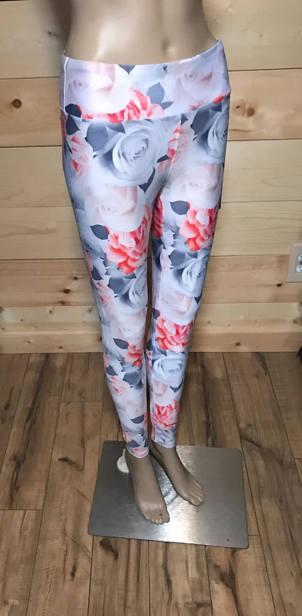 KYODAN Women Leggings Pink Gray Floral Yoga Pants XS SMALL