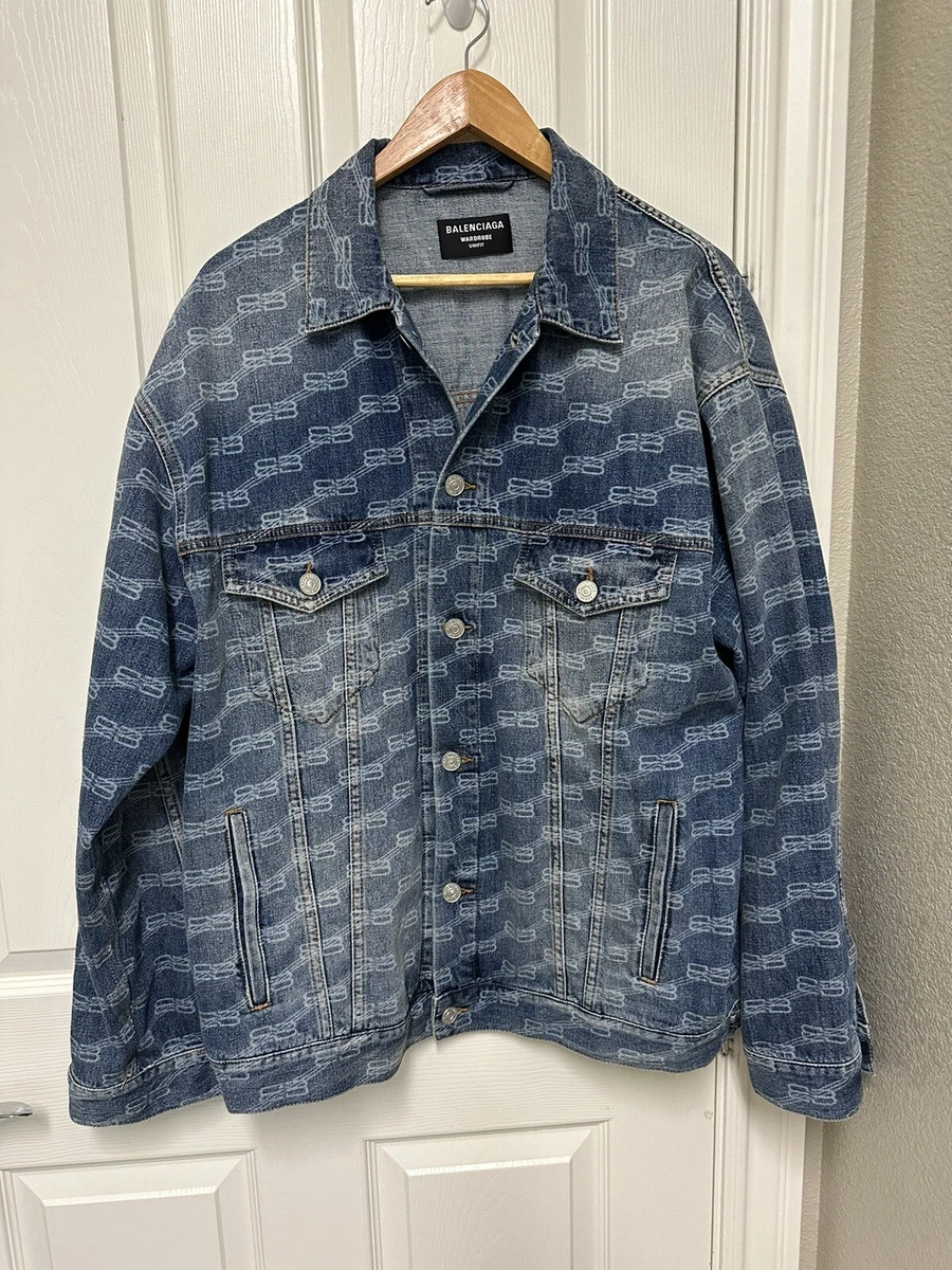 Men’s Balenciaga BB Monogram Overzise Denim Jacket Size L