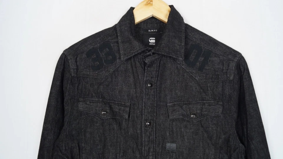 G-STAR RAW 3301 SLIM Shirt L/S Men Denim Shirt Size S Grey Snap Button ma11973 - Image 4 of 4