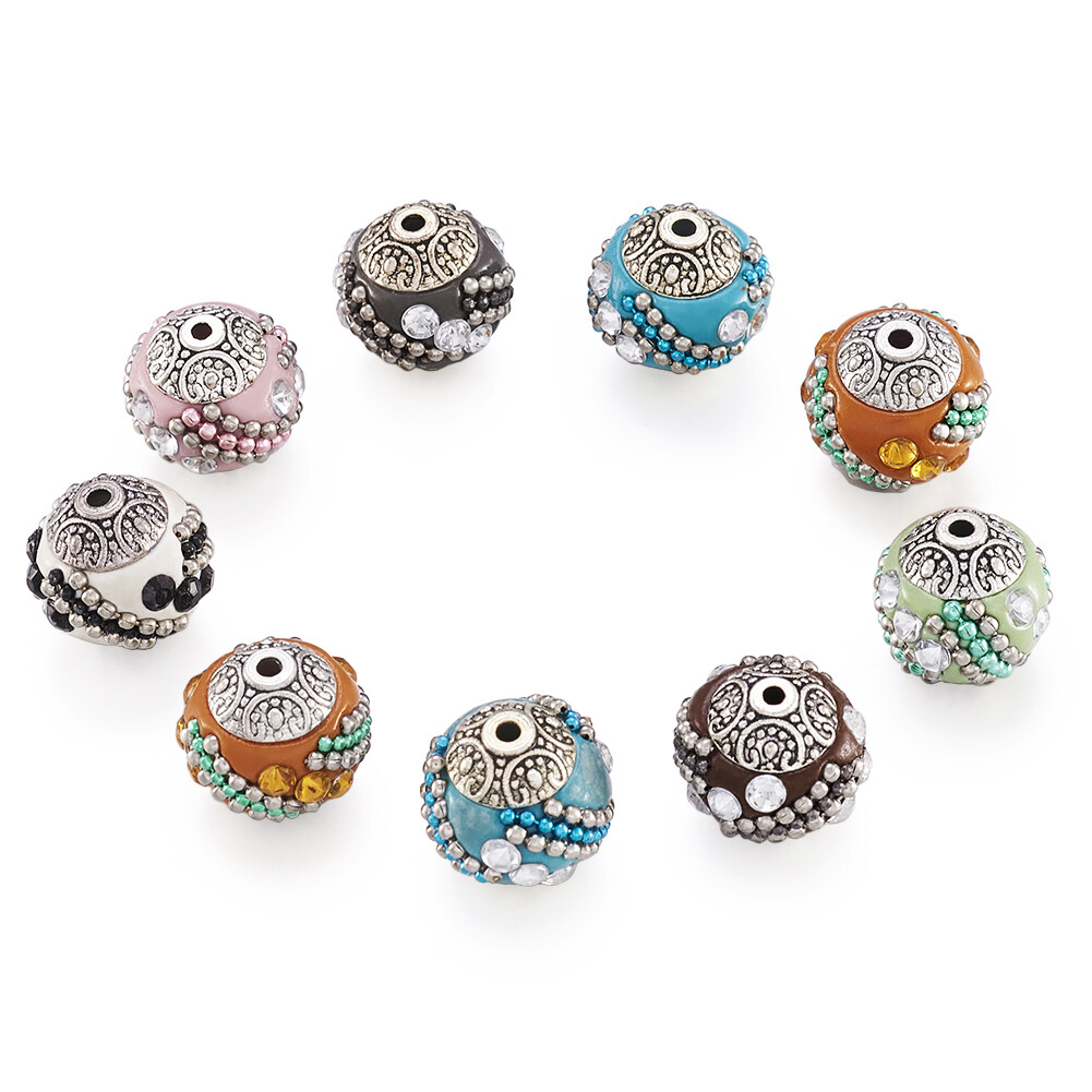10pcs Unique Handmade Indonesia Beads Beaded Metal Core Loose Craft Bead  14~15mm | eBay